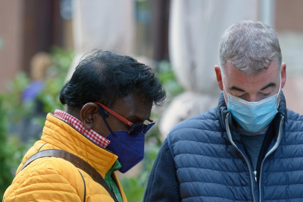 men, masks, covid-19, protection, outdoors, people